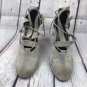 Free People Nouvella Wrap Heels taupe suede size 8 (38)